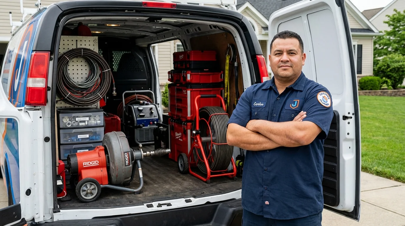 Professional drain cleaning equipment and Johns Plumbing LLC plumber in Lynn